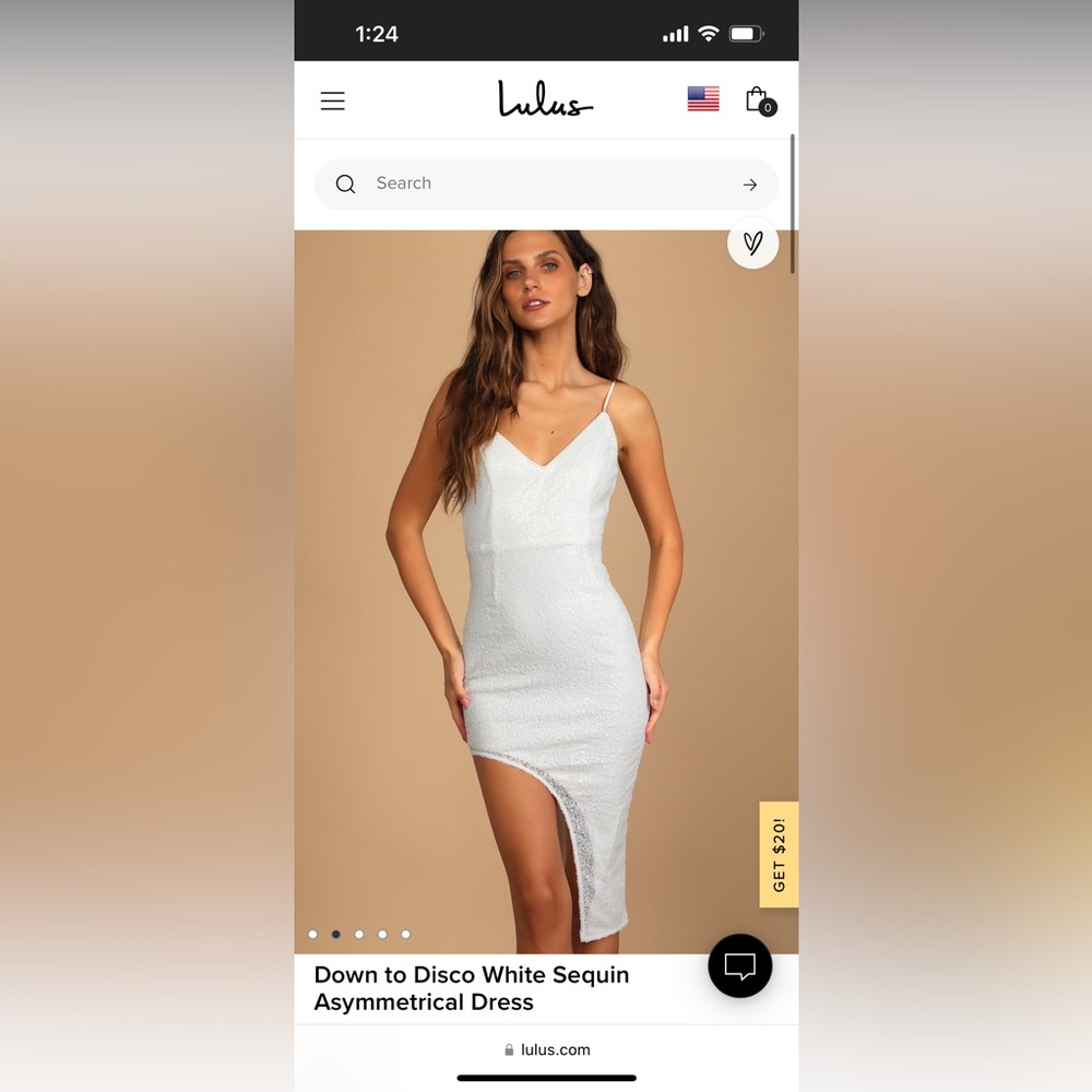Lulus Down to Disco White Sequin Asymmetrical Dress